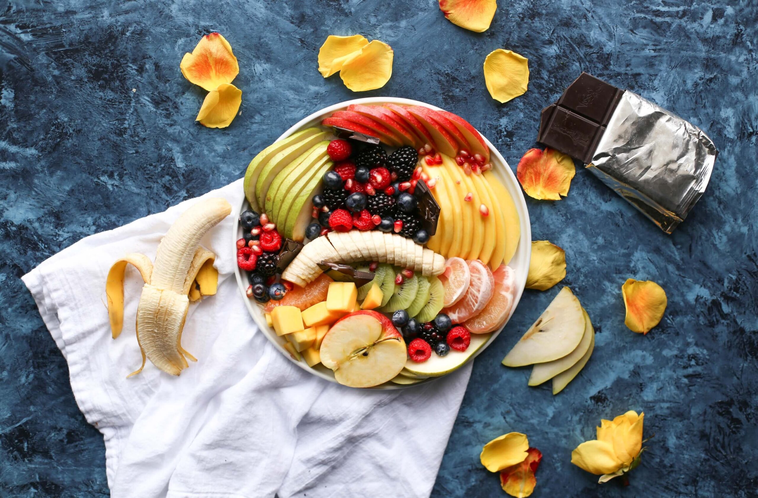 Fruit Platter with Banana, Mango, Berries and Orange